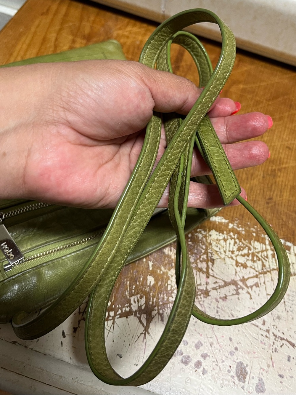 Hobo the Original Becka Crossbody Green Leaf Top Grain leather Pre loved . - Picture 10 of 13
